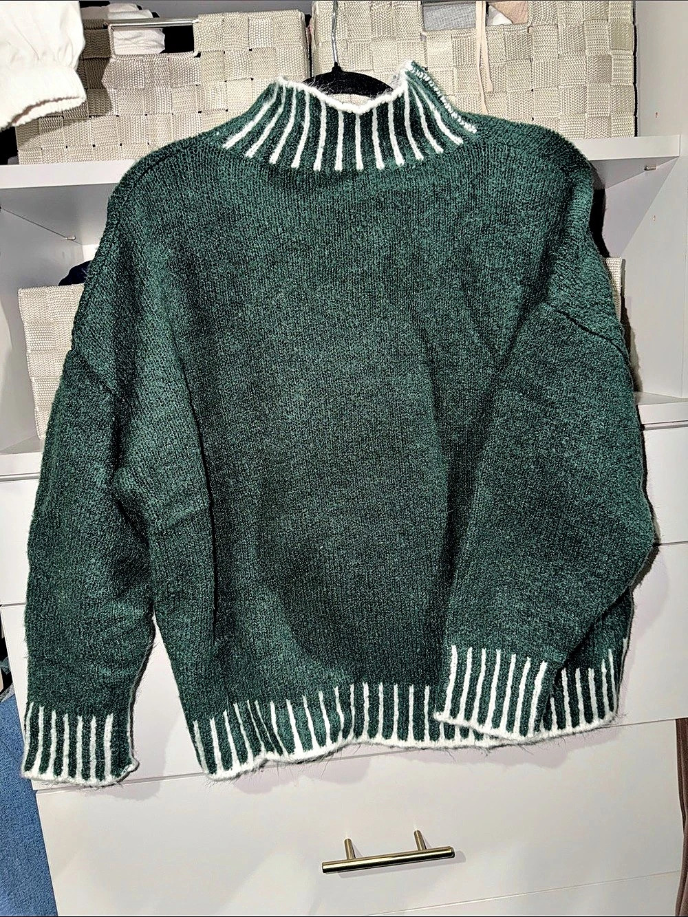 Green & White Knit Sweater